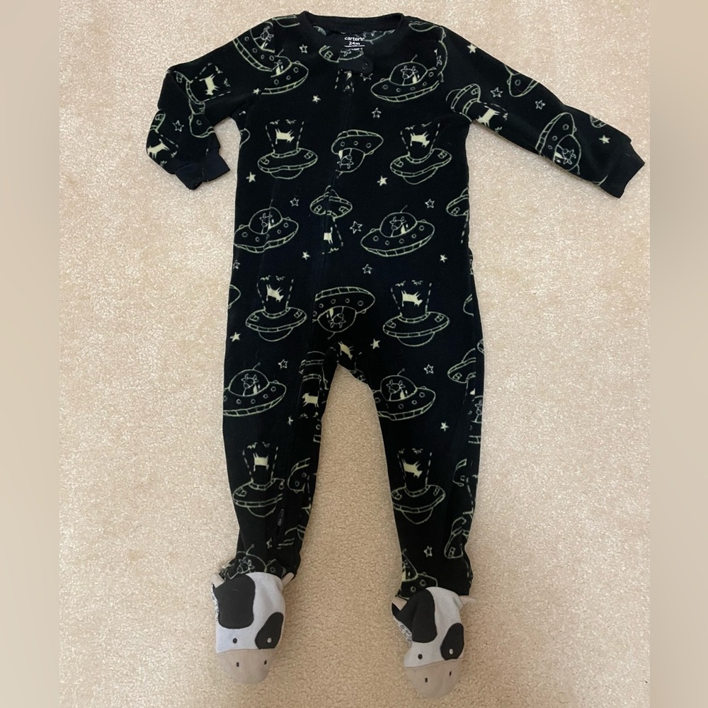 Carter's Black Pajama Onesie with UFO Print